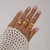 Jewelry Alloy Geometric Exaggerated Asymmetrical Open Ring Set Electroplating Niche Style