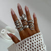 Jewelry Alloy Geometric Exaggerated Asymmetrical Open Ring Set Electroplating Niche Style