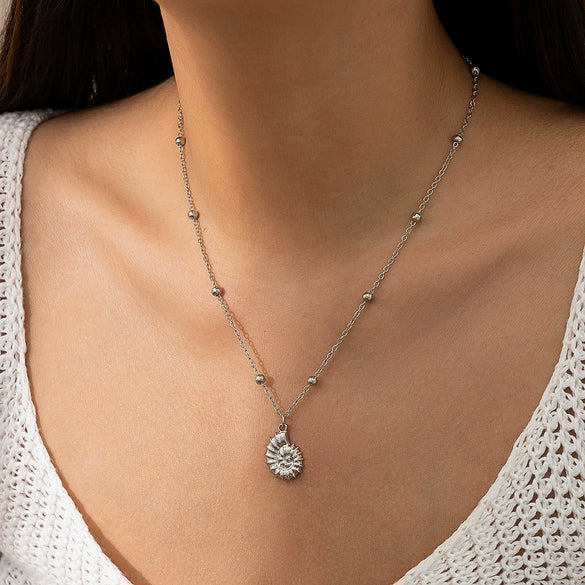 Jewelry Alloy Geometric Fivepointed Star Starfish Conch Wax Thread Knot Electroplating Necklace For Women