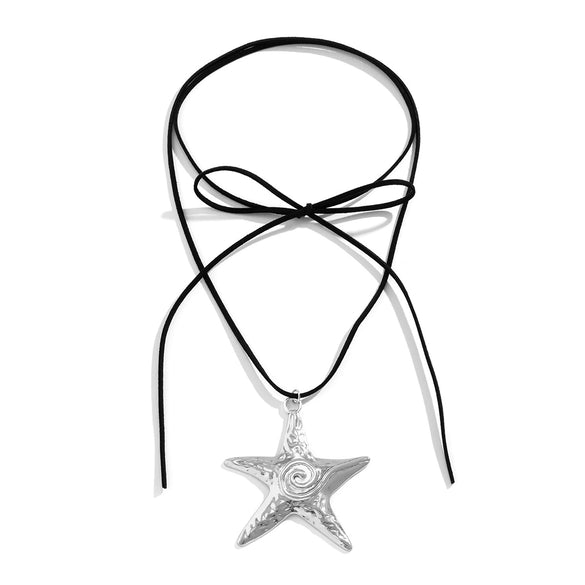 Jewelry Alloy Geometric Fivepointed Star Starfish Conch Wax Thread Knot Electroplating Necklace For Women