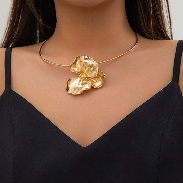 Jewelry Alloy Geometric Flower Choker Necklace For Women