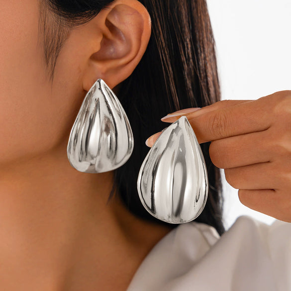 Jewelry Alloy Geometric Folding Water Drop Pendant Earrings Electroplating