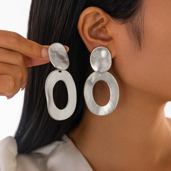 Jewelry Alloy Geometric Folding Water Drop Pendant Earrings Electroplating