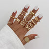 Jewelry Alloy Geometric Irregular Liquid Lava Pleated Open Ring Electroplating Light Luxury Design