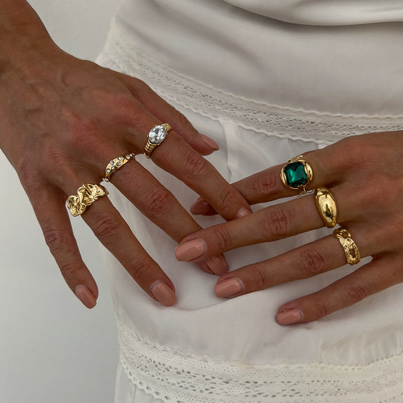 Jewelry Alloy Geometric Irregular Ring Electroplated Fashion Retro