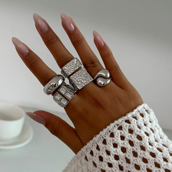 Jewelry Alloy Geometric Irregular Ring Electroplated Fashion Retro