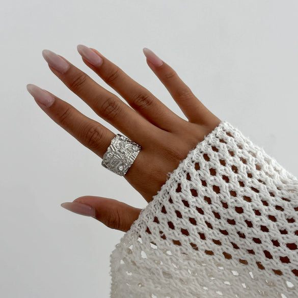 Jewelry Alloy Geometric Irregular Ring Electroplated Fashion Retro