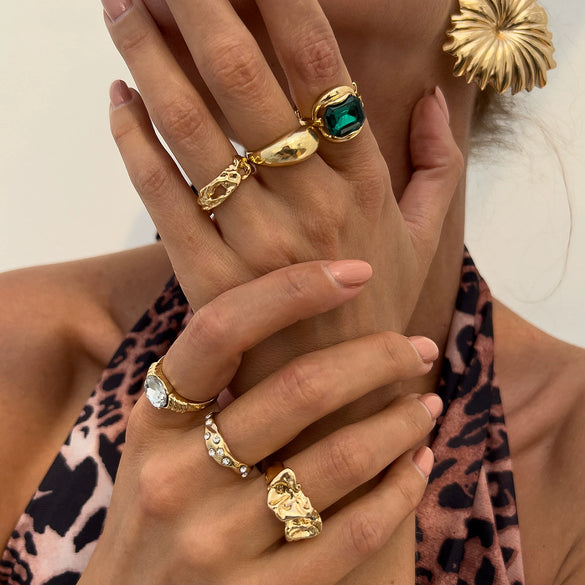 Jewelry Alloy Geometric Irregular Ring Electroplated Fashion Retro