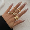 Jewelry Alloy Geometric Irregular Smooth Ring With Electroplating