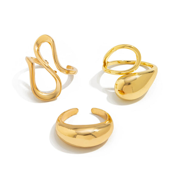 Jewelry Alloy Geometric Irregular Water Drops Opening Ring Electroplating For Women