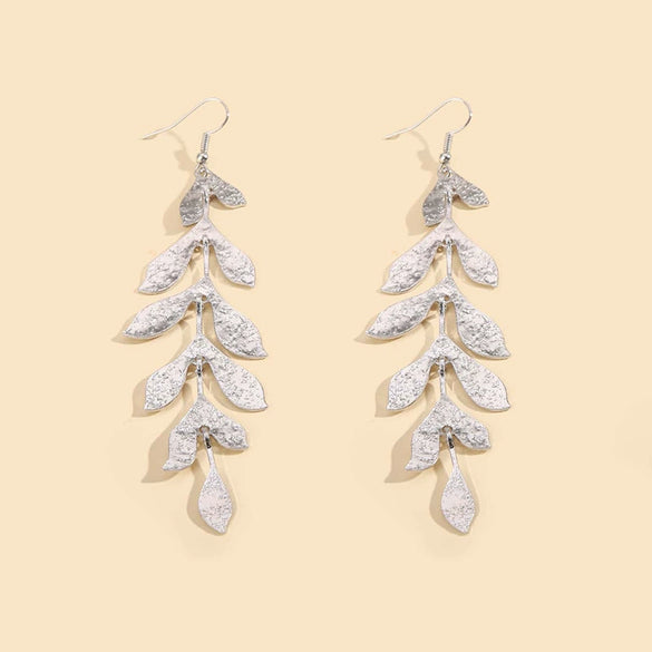 Jewelry Alloy Geometric Leaf Earrings For Women With Electroplating