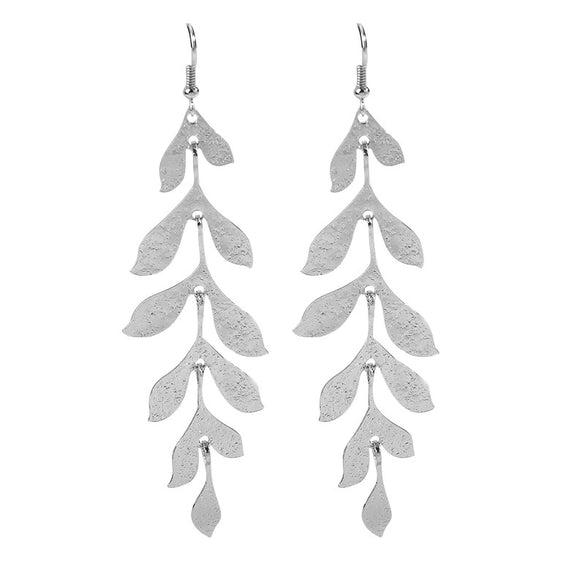 Jewelry Alloy Geometric Leaf Earrings For Women With Electroplating