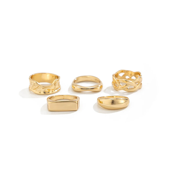 Jewelry Alloy Geometric Light Luxury Style Electroplated Ring Set