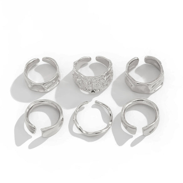 Jewelry Alloy Geometric Open Ring Set With Starfish Pearl Electroplating