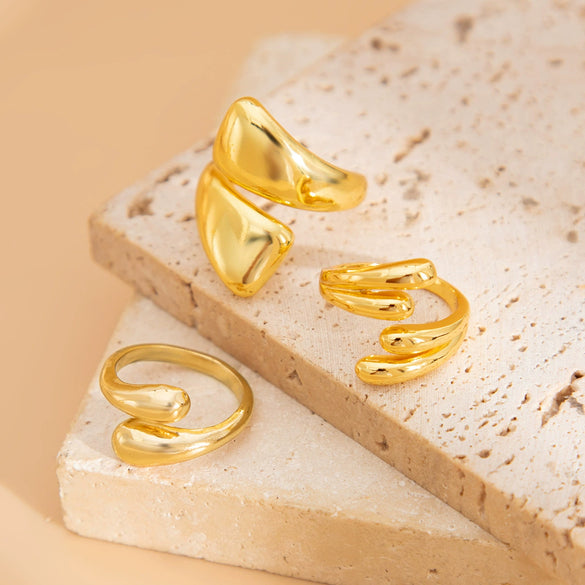 Jewelry Alloy Geometric Oshaped Electroplated Ring Set