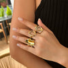 Jewelry Alloy Geometric Oshaped Electroplated Ring Set