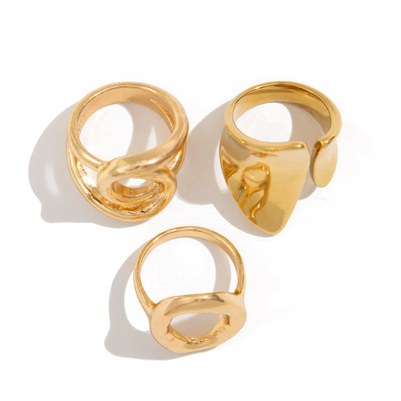 Jewelry Alloy Geometric Oshaped Electroplated Ring Set