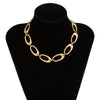 Jewelry Alloy Geometric Oval Chain Necklace And Ring Set Electroplated
