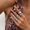 Jewelry Alloy Geometric Oval Chain Necklace And Ring Set Electroplated
