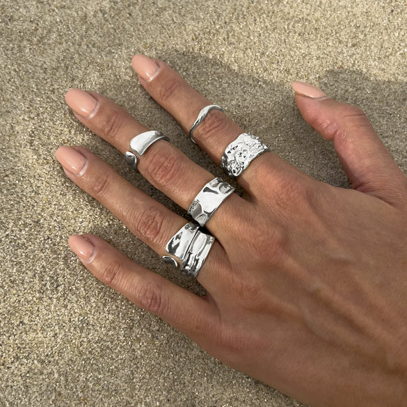Jewelry Alloy Geometric Oval Chain Necklace And Ring Set Electroplated