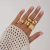 Jewelry Alloy Geometric Oval Chain Necklace And Ring Set Electroplated