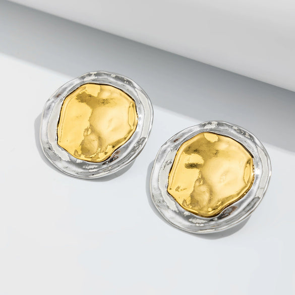 Jewelry Alloy Geometric Oval Electroplated Exaggerated Elegant Earrings For Women