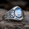 Jewelry Alloy Geometric Oval Moonstone Ring With Constellation Pattern Electroplated Punk Retro Style Unisex