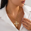 Jewelry Alloy Geometric Pendant Clavicle Chain With Electroplating For Women