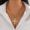 Jewelry Alloy Geometric Pendant Clavicle Chain With Electroplating For Women