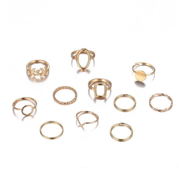 Jewelry Alloy Geometric Plain Leaf Ring Electroplated For Women