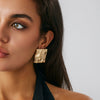Jewelry Alloy Geometric Pleated Asymmetrical Pendant Earrings Electroplating