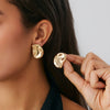 Jewelry Alloy Geometric Pleated Asymmetrical Pendant Earrings Electroplating