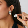 Jewelry Alloy Geometric Pleated Asymmetrical Pendant Earrings Electroplating