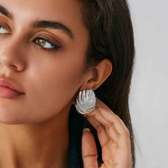 Jewelry Alloy Geometric Pleated Asymmetrical Pendant Earrings Electroplating
