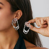 Jewelry Alloy Geometric Pleated Asymmetrical Pendant Earrings Electroplating