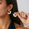 Jewelry Alloy Geometric Pleated Asymmetrical Pendant Earrings Electroplating