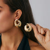 Jewelry Alloy Geometric Pleated Asymmetrical Pendant Earrings Electroplating