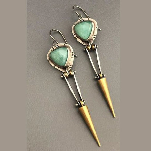 Jewelry Alloy Geometric Retro Long Tassel Spike Electroplated Earrings For Women