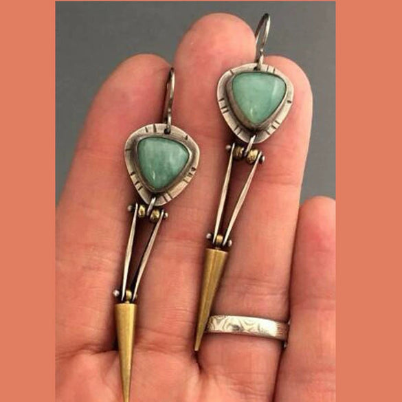 Jewelry Alloy Geometric Retro Long Tassel Spike Electroplated Earrings For Women