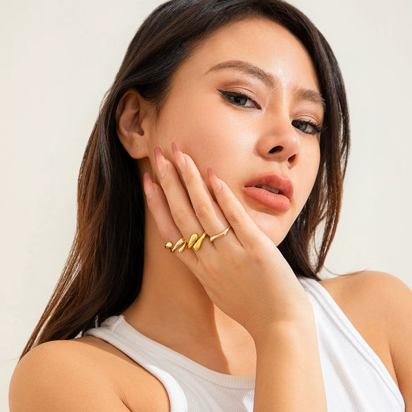Jewelry Alloy Geometric Ring Electroplated For Women