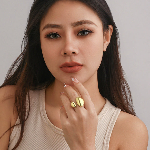 Jewelry Alloy Geometric Ring Electroplated For Women