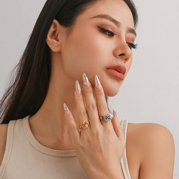 Jewelry Alloy Geometric Ring Electroplated For Women