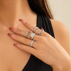 Jewelry Alloy Geometric Ring With Flower Pattern Punk Style Electroplating For Women