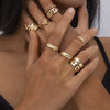 Jewelry Alloy Geometric Ring With Flower Pattern Punk Style Electroplating For Women