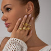Jewelry Alloy Geometric Simple Style Water Drop Open Ring Electroplating For Women