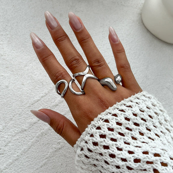 Jewelry Alloy Geometric Simple Style Water Drop Open Ring Electroplating For Women