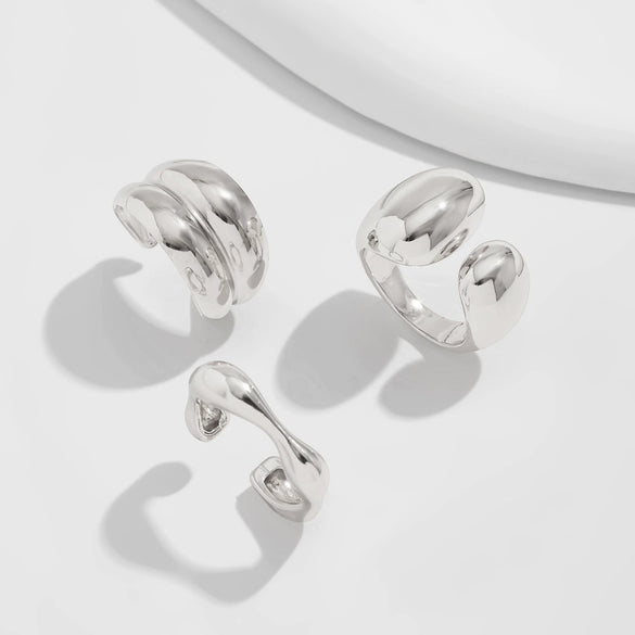 Jewelry Alloy Geometric Simple Style Water Drop Open Ring Electroplating For Women