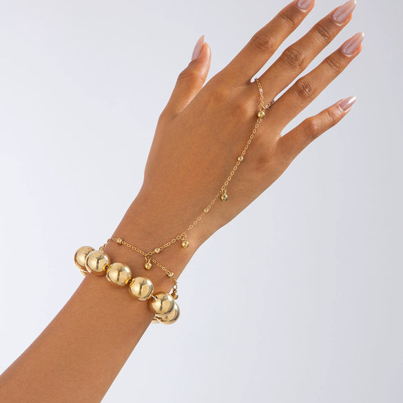 Jewelry Alloy Geometric Spiral Beaded Chain Electroplating Women's Hand Chain Clavicle Chain