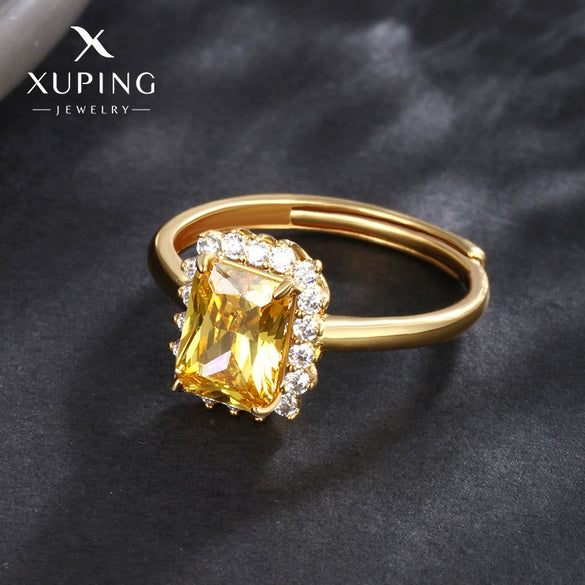 Jewelry Alloy Geometric Square Light Luxury Open Ring For Women Electroplated