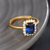 Jewelry Alloy Geometric Square Light Luxury Open Ring For Women Electroplated